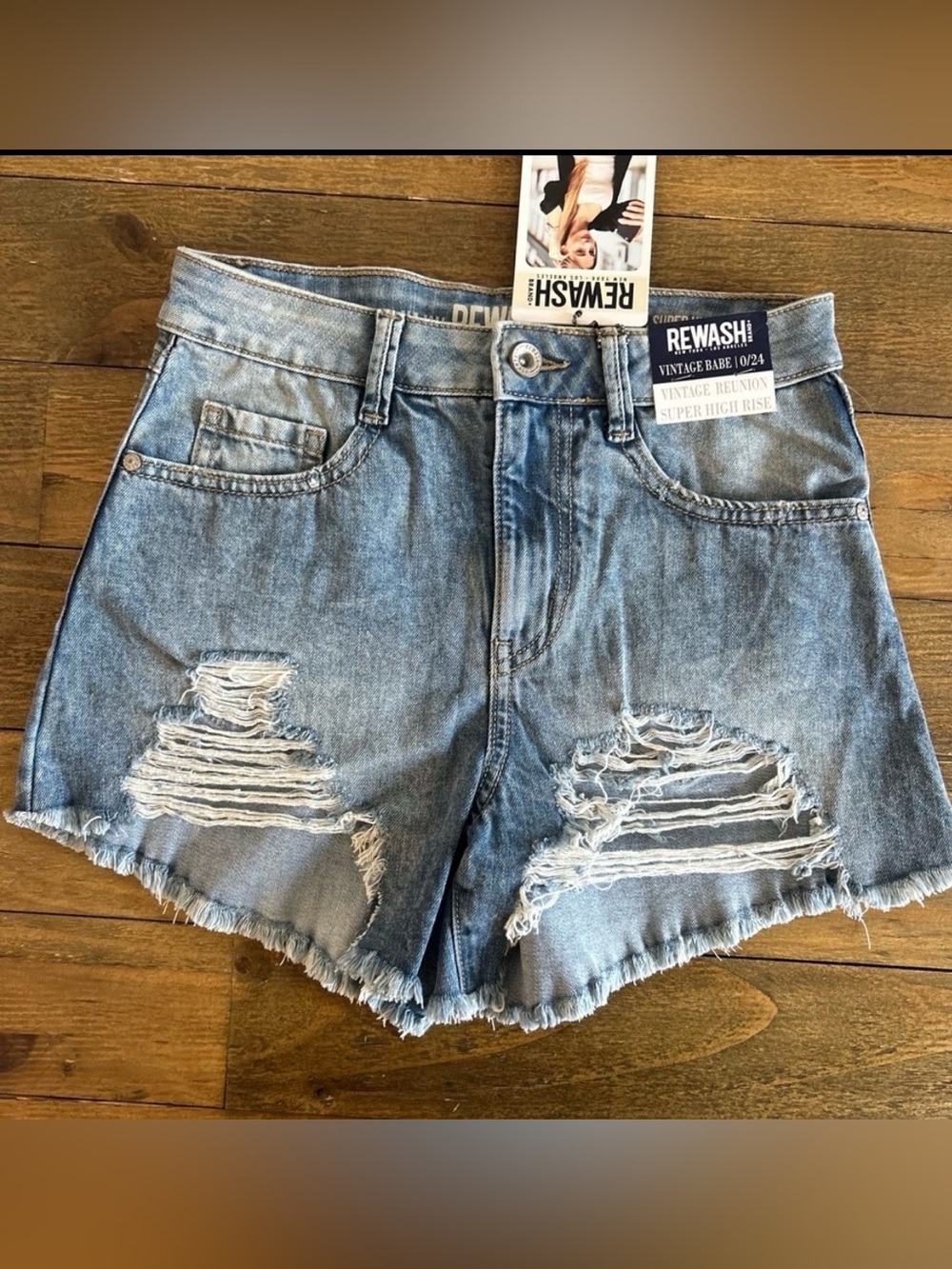 REWASH Nordstrom Jean Shorts Super High Rise Vintage Babe Distressed